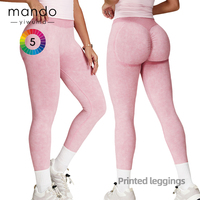 Mallas con estampado vaquero de punto de nailon y LICRA sin costuras para mujer, mallas de Yoga de cintura alta sin costuras frontales con logotipo personalizado