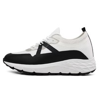 Vente en gros usine Baskets de sport respirantes pour hommes, rehaussantes de 8 cm, en cuir de vachette souple de haute qualité