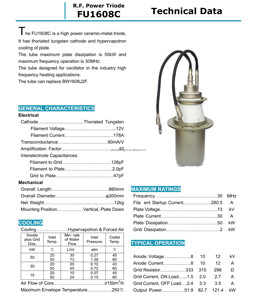 Tube d'oscillation à triode électronique RF FU1608C d'origine chinoise BEIJING, tube de puissance pour machine haute fréquence - Product Image 2