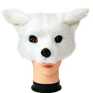 Máscara de animal peludo realista zorro Cosplay disfraz tocado Animal piel sintética media cara mascarada máscara para adultos