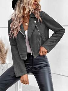 Chaqueta Corta con Cremallera para Mujer, Estilo Casual, Otoño/Invierno 2025, Diseño Retro, Ajustada, Venta al Por Mayor Personalizada - Product Image 6