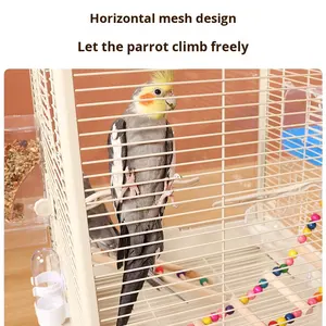 กรงนกแบบใส รุ่นกลาง สำหรับผู้เริ่มต้น กรงสีขาวพร้อมที่เล่นแบบเปิดด้านบนและขาตั้งแบบมีล้อ กรงนกทำจากอะคริลิก - Product Image 4