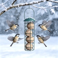 Mangeoire à oiseaux en métal pour jardin extérieur, mangeoire suspendue pour oiseaux sauvages, mangeoire à boules de graisse pour oiseaux