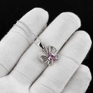 Collar con Colgante de Mariposa de Cristal Amatista, Plata de Ley 925, Piedra Ovalada Facetada, Joyería de Moda para Mujer, Regalo - Product Image 4