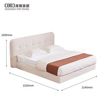 Lit double sans cadre en mousse compressée sous vide, moderne, en tissu, tailles Queen et King, pour la vente en gros