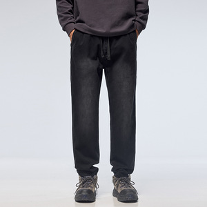 Pantalones <span class=keywords><strong>vaqueros</strong></span> de algodón puro lavados Vintage para hombre, pantalones de talla grande a la moda de estilo americano, decoración de bolsillo medio grande elástica, ajuste holgado - Product Image 3
