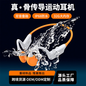 ES-910 Bone Conduction Headphones Bluetooth 5.0 IP68 Waterproof 32G Sports Headphones Sunshine Orange Dark Gray - Product Image 5
