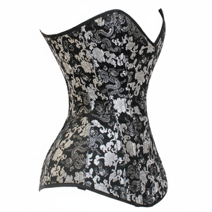 Argent noir brocart Corset acier désossé Long surbuste lacé chérie Corset mode minceur ceinture hanches plus larges respirant Rivet - Product Image 1