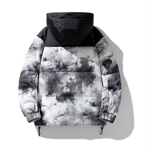 Chaqueta con Cremallera para Hombre, Cómoda y Transpirable, Diseño Clásico con Costuras en Contraste y Efecto de Tinta Salpicada, Abrigo con Capucha a Prueba de Viento - Product Image 5