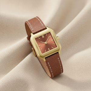 <span class=keywords><strong>Montre</strong></span> classique à <span class=keywords><strong>bracelet</strong></span> <span class=keywords><strong>marron</strong></span> pour femme, boîtier carré élégant, <span class=keywords><strong>bracelet</strong></span> en <span class=keywords><strong>cuir</strong></span> <span class=keywords><strong>marron</strong></span>, design simple antique, verre soleil, <span class=keywords><strong>SEIKO</strong></span> japonais - Product Image 2