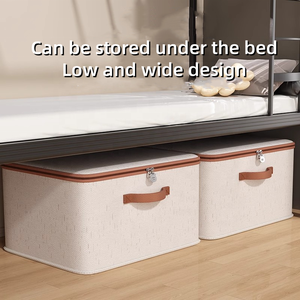 Boîte de <span class=keywords><strong>rangement</strong></span> rectangulaire pliable et étanche fonctionnelle en coton avec fermeture à glissière pour vêtements maison ou chambre à coucher Baket avec couvercle - Product Image 3