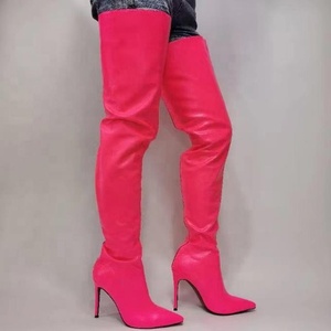 Bottes hautes pour femme en PU fantaisie avec fermeture éclair arrière, à talon aiguille, bout pointu, longues, jusqu'au-dessus du genou, grande taille 47 - Product Image 3