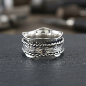 Perfect Wavy Vintage Style <b>925</b> <b>Sterling</b> <b>Silver</b> Unisex Children's Wedding Party <b>Spinner</b> <b>Ring</b> Wholesaler Manufacturer - Product Image 4