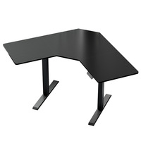 Bureau debout d'angle à moteur unique, réglable en hauteur électriquement, pour bureau et étude, avec pieds de table circulaires, ergonomique, en acier