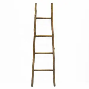 Luckywind Custom Rustic Farmhouse Natural 4 Ft Decorative Painter Wood Wall Blanket Ladder