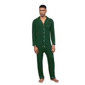 Pijamas Personalizados <span class=keywords><strong>para</strong></span> Hombre, Manga Larga, con Ribete, Suaves, de Bambú y Algodón, Conjuntos de <span class=keywords><strong>Ropa</strong></span> de Dormir <span class=keywords><strong>para</strong></span> Hombre - Product Image 5