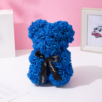 Vente en gros d'usine, ours en peluche en mousse de PE blanche de 25 cm, fleur de savon artificielle en forme de rose pour les mariages et la Saint-Valentin