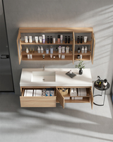 Meuble-lavabo mural moderne de haute qualité fabriqué en Chine avec vasque en céramique à encastrer, construction en MDF, pour usage hospitalier