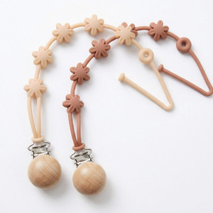 Chaîne de sucette en silicone souple et sûre avec perles florales, attache de sécurité <span class=keywords><strong>incassable</strong></span> de qualité alimentaire pour bébé - Product Image 1