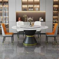 Table à manger de luxe moderne avec plateau en pierre et base en métal de haute qualité pour salons, hôtels et restaurants