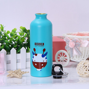 Botella de agua deportiva de aluminio de 500ml, botella con patrón de animales de dibujos animados para niños, botellas de elefante, León, conejo - Product Image 4