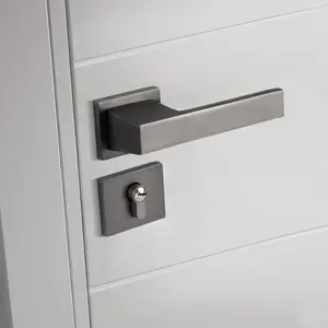 Factory Price Modern Stainless Steel Lever Quick Open Privacy Escape Lockset Interior <strong>Door</strong> <strong>Knobs</strong> Square <strong>Silver</strong> Bathroom <strong>Door</strong> - Product Image 1