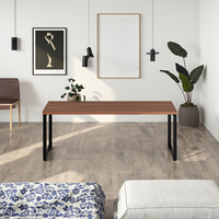 Table basse rectangulaire moderne extensible et convertible, cadre en métal, base en acier, surface en bois MFC, décoration de salon