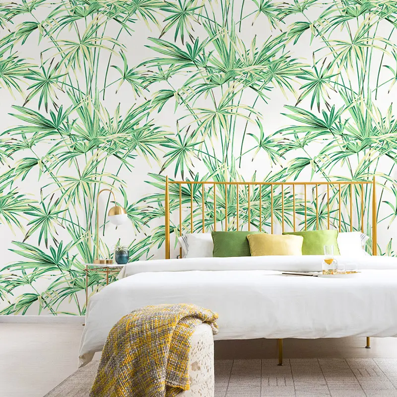Papel de parede ecológico não tecido, sala de estar, folha, papel de parede natural