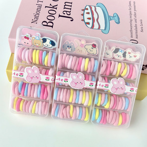 Élastiques à cheveux coréens en velours pour enfants, boîte à 5 compartiments, design coloré de dessins animés, accessoires capillaires quotidiens pour filles - Product Image 2