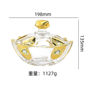Piatto dorato ricoperto <span class=keywords><strong>di</strong></span> cristallo ciotola <span class=keywords><strong>di</strong></span> zucchero da portata in <span class=keywords><strong>vetro</strong></span> trasparente per caramelle natalizie <span class=keywords><strong>con</strong></span> <span class=keywords><strong>coperchio</strong></span> - Product Image 5