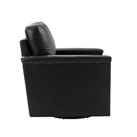 Fauteuil pivotant en cuir de vachette pleine fleur pour petit appartement