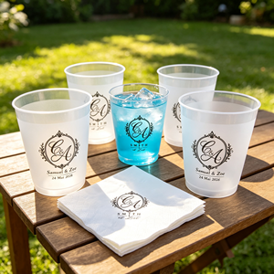 Gobelets en plastique PET givré de 8 oz et 12 oz, personnalisables OEM, vente en gros, tasses réutilisables pour le thé et toutes les occasions, avec personnalisation du logo et serviette - Product Image 1