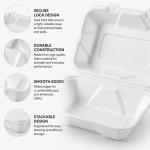 Sugarcane Clamshell <b>Lunch</b> <b>Box</b> 600ml 1000ml Compostable Bagasse Hinged <b>Compartment</b> Hot Meal Delivery Container Supplier - Product Image 5