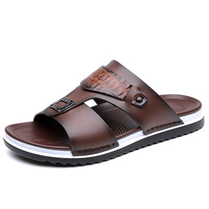 Sandales à enfiler en PU pour hommes, à bout ouvert, semelle extérieure en caoutchouc antidérapante, pour le travail et la conduite, chaussures d'été décontractées pour la plage - Product Image 3