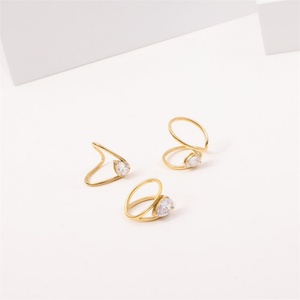 High Quality Women Charms Jewelry Stainless Steel Irregular <b>Cz</b> Zircon <b>Ring</b> - Product Image 4