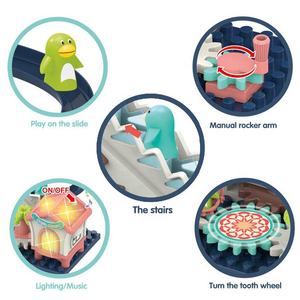 Bloques de construcción eléctricos para niños, juguete educativo de bloques de engranaje de montaje, pista de carreras, con música y Luz - Product Image 5