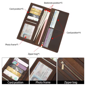 J.M.D Portefeuille mince pour <span class=keywords><strong>homme</strong></span> en cuir véritable avec logo personnalisé Porte-cartes long en cuir de cheval fou pour <span class=keywords><strong>homme</strong></span> - Product Image 5