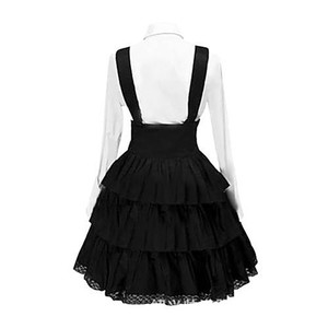 Abito Lolita Classico da Donna, Ispirato al Vintage, Cosplay Anime, Gonna Nera a Strati con Fiocco e Bretelle, Outfit Gotico Vittoriano Kawaii - Product Image 2
