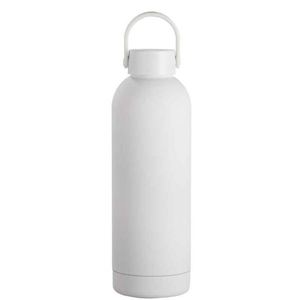 Minimalist Stainless Steel Vacuum Flask With Handle White Travel Thermos Double Wall Insulated 24 Hour Heat Retention - Product Image 1
