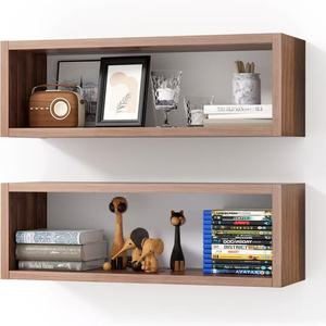 Wooden <b>wall</b>-<b>mounted</b> <b>shelf</b>, simple single-board decorative potted plant and figurine display rack, solid wood cup organizer. - Product Image 1