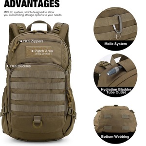 Sac à dos tactique en tissu Oxford, système MOLLE, unisexe, randonnée en plein air, équipement de camping, design résistant à l'eau, fermeture éclair, motif camouflage - Product Image 4