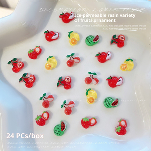 Breloques en résine 3D pour ongles, motifs fruits (cerise, fraise), style frais et délicat, accessoires de décoration pour nail art, pour manucure DIY en salon, en gros - Product Image 6
