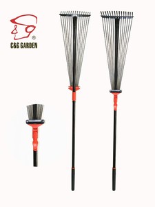 Râteau télescopique Râteau à main de jardin Tête réglable 15 dents en fer Poignée souple Poignée confortable Râteau à feuilles - Product Image 6