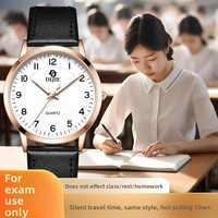 Montre à quartz ovale silencieuse pour homme, cadran à aiguilles écologique, boîtier en alliage de titane, idéale pour les examens et les environnements de test pour la rentrée scolaire