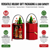 Weihnachtliche Rote Starre Geschenkbox mit Griff Sechseckige Kartonverpackung für Feiertags-Süßigkeiten, Äpfel und Tischdekoration
