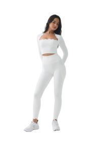 2024 OEM Mega femmes de haute qualité Fitness Yoga porter ensembles conception festonnée manches longues grande taille respirant écologique Original - Product Image 4
