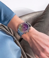 Montres-bracelets pour femmes en acier inoxydable Hip Hop à quartz glacé Vente en gros original de marque colorée arc-en-ciel diamant bling