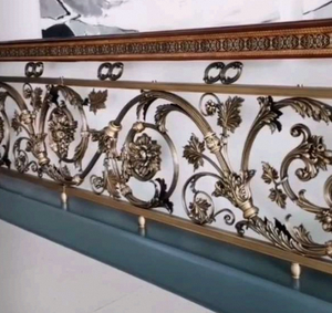 Luxury Antique Gold Wrought Iron Balcony Railing Floral Ornate Metal Guardrail Indoor Staircase Decorative Panel - Product Image 3
