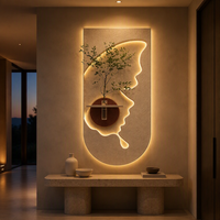 Magnifique vase mural en verre à texture grès Art Déco avec LED pour maisons élégantes