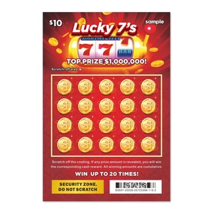 Billets de loterie à gratter personnalisés Jackpot Lucky 777, conception gratuite, papier à noyau noir, impression numérique, gagnez en grattant - Product Image 2